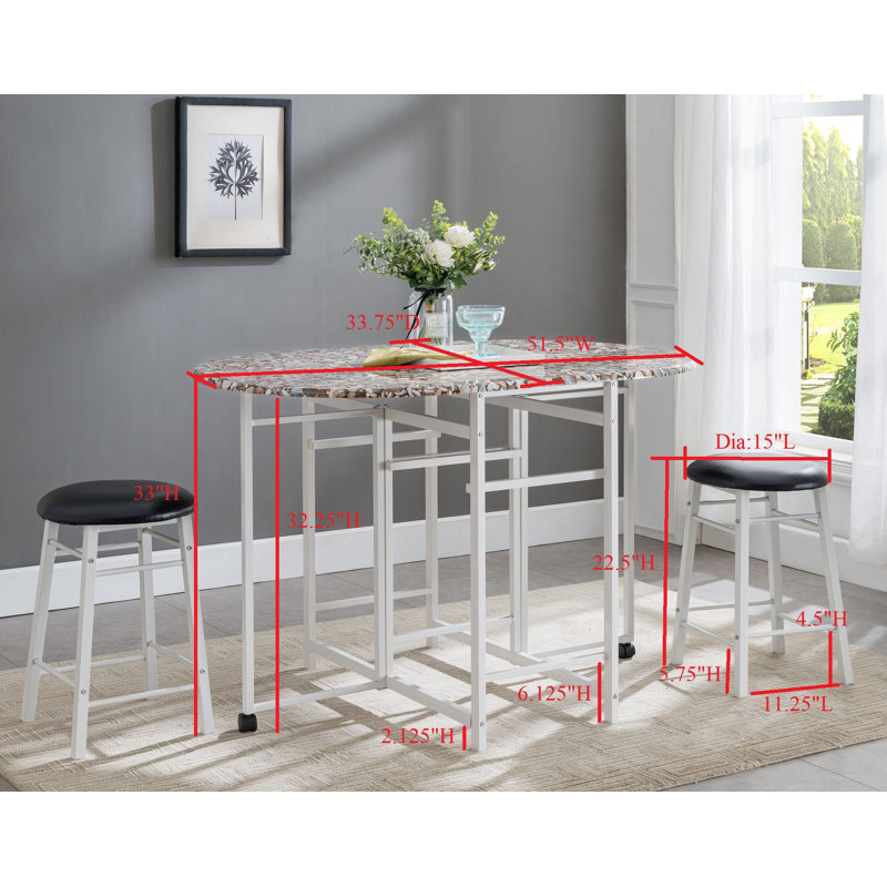 Ensemble avec table de pub et 2 tabourets Dunton, Blanc