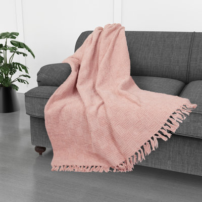Kathy Ireland Oversized Chenille Polyester Fringed Basket Throw