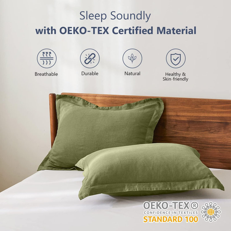 100% Linen Pillow Case Set Of 2, Pillow Covers With Overlap Closure, Luxury Breathable Pillowcases Suitable For All-Season