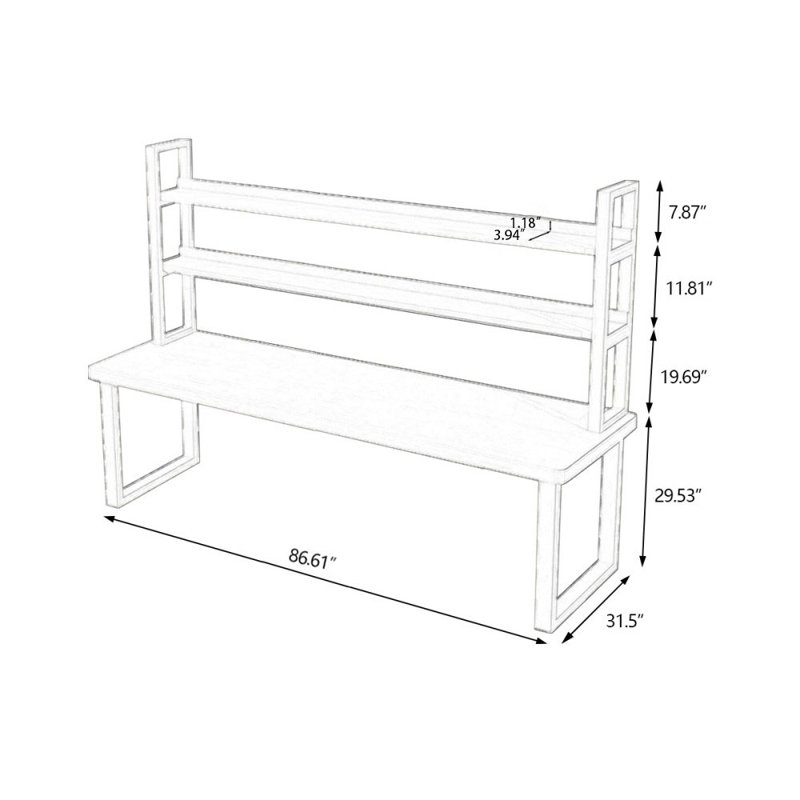 Bureaux rectangulaires en bois massif Burlywood, H 29,53 po x l 86,61 po x P 31,5 po