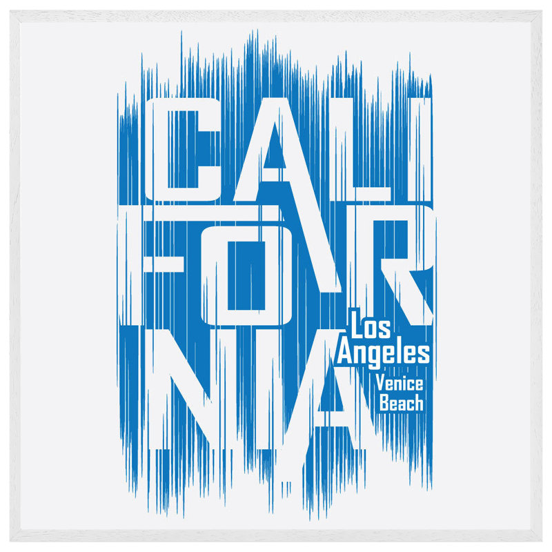 Ashaad California Venice Beach - Single Picture Frame Print, 41cm H x 41cm W x 4cm D, White Framed