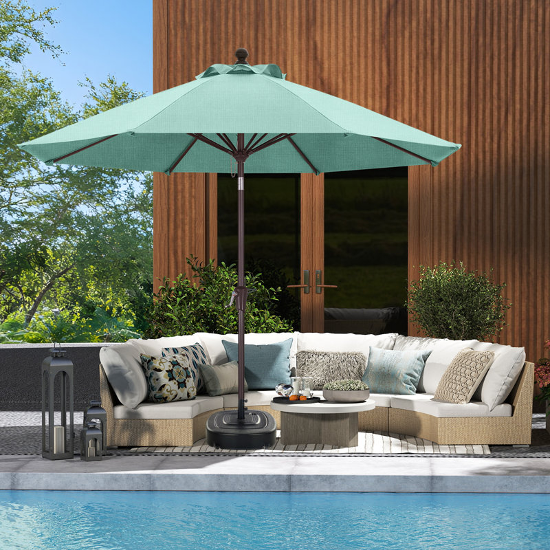 Parasol de patio en oléfine 9 pi 9 pi, Bleu clair