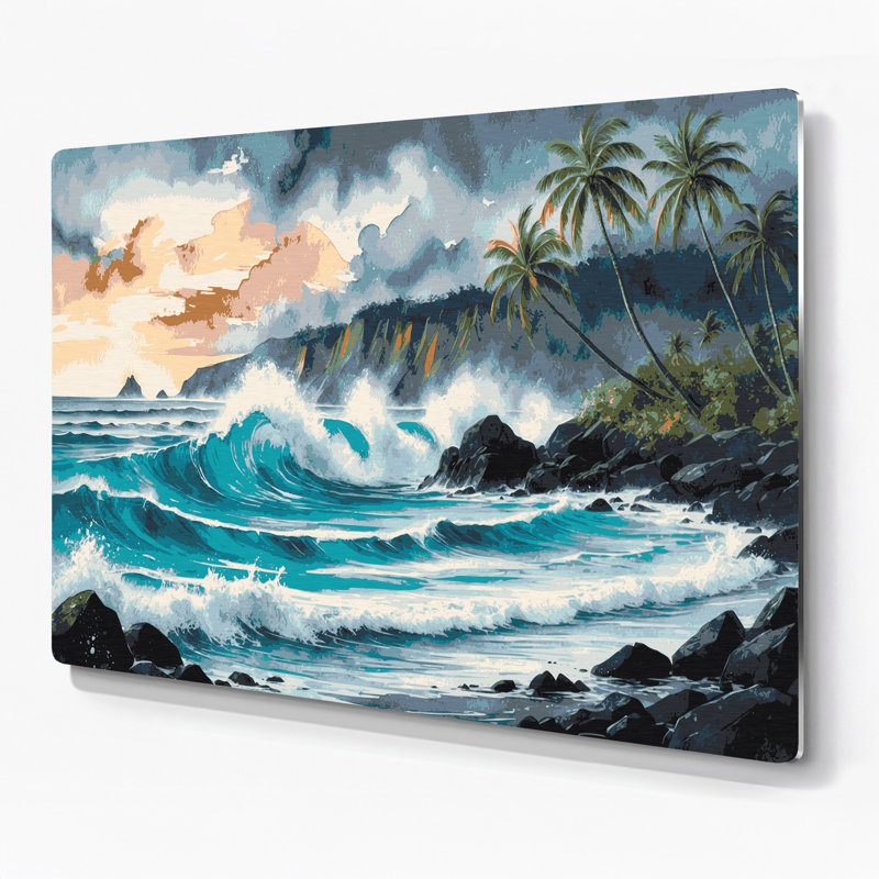 Art mural brun en cités villes Maui Hawaii, H 12 po x l 18 po