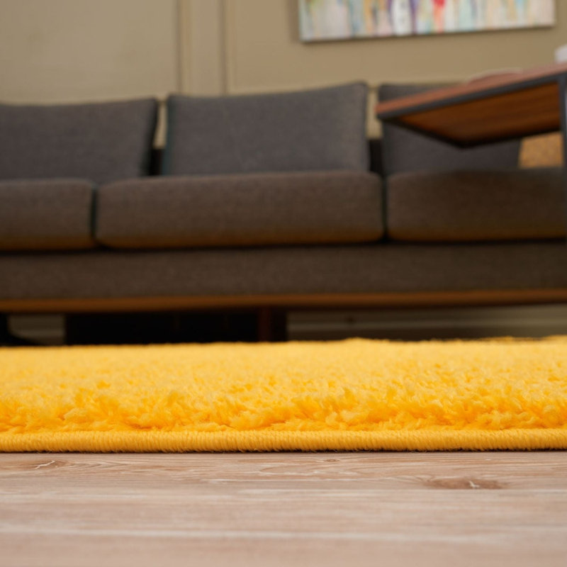 Myshaggy Collection Rugs Solid Design in Yellow, Round 120 cm