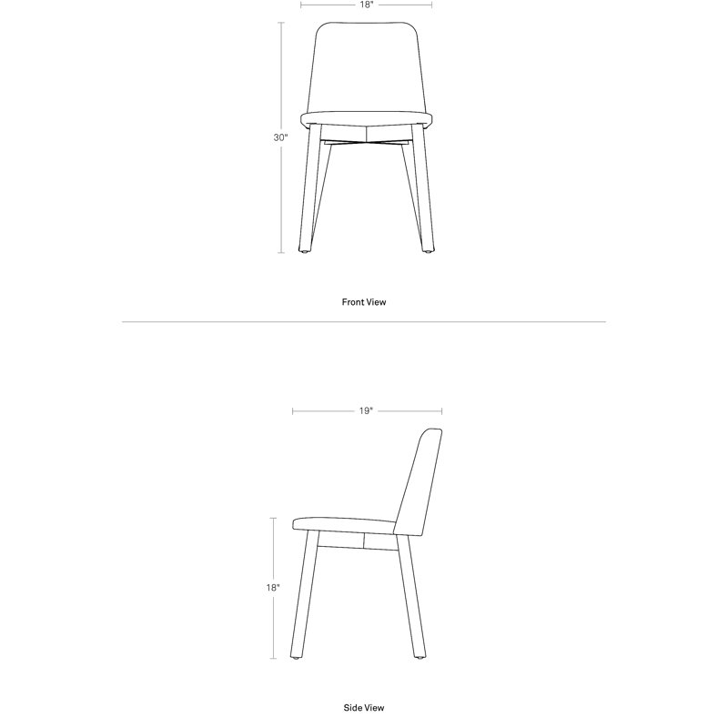 Chip Upholstered Dining Chair, Smoke, Slate Genuine Leather