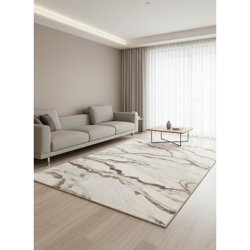Tapis abstrait blanc et gris 5 pi x 8 pi