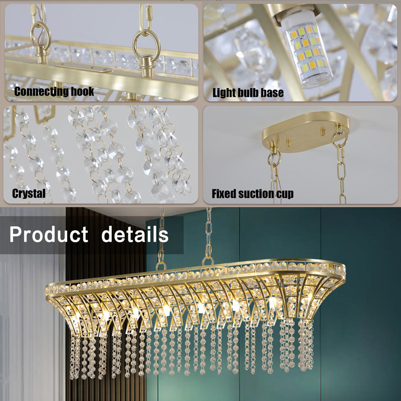 Mercer41 Quashawna 8 - Light Crystal Square / Rectangle Chandelier ...