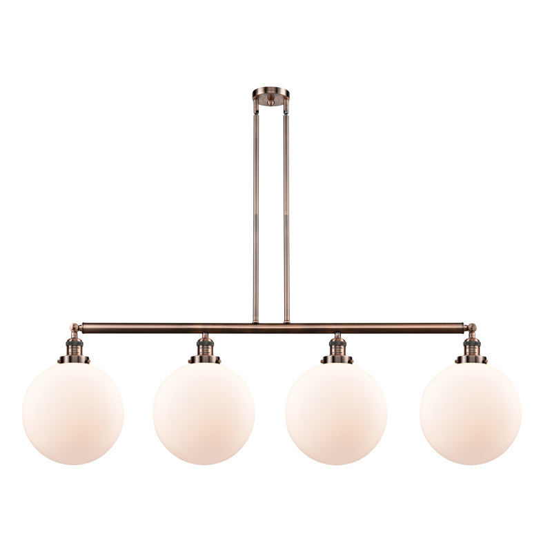 Luminaire suspendu pour îlot de cuisine 4 lumières Penman, Transparent, Ampoule non incluse, Nickel poli