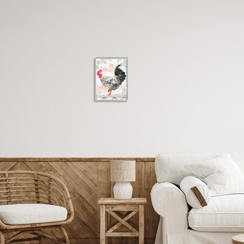 «Organic Pattern Rooster» par Levison Design Print, Estampe numérique Farmhouse, H 14 po x l 11 po x P 1,5 po