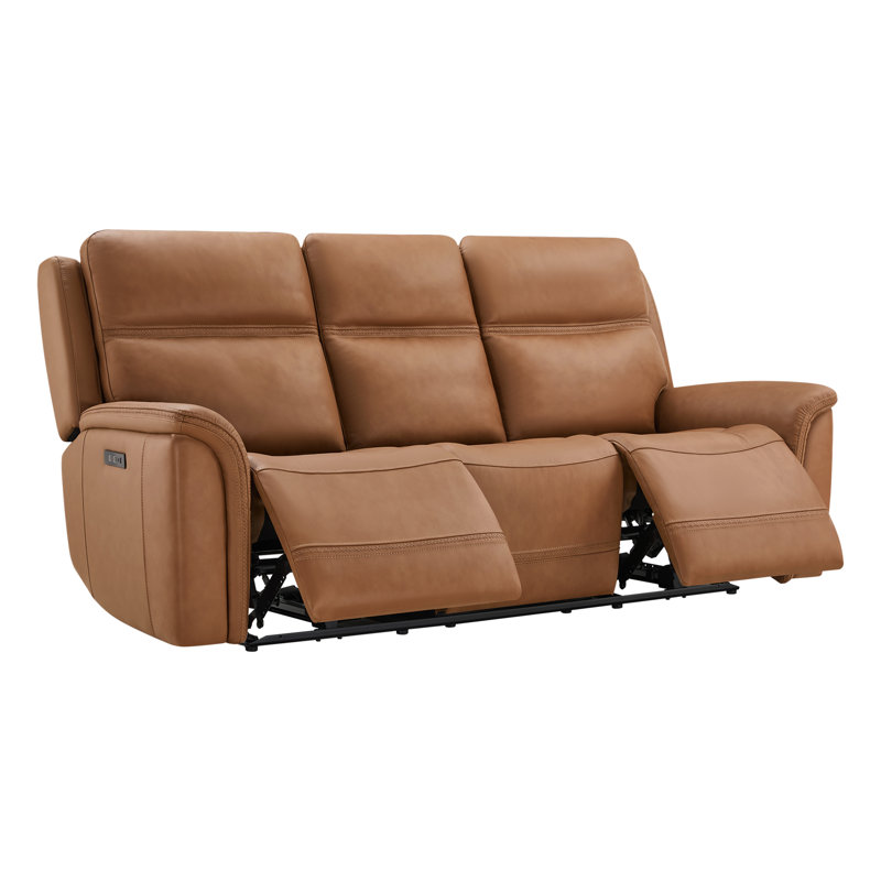 Canapé inclinable électrique en cuir véritable Meit, Cuir véritable Aline Butternut