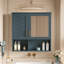 Armoire de toilette murale 30 po, tablettes réglables, fermeture en douceur, miroir haute définition, peinture bleue, conception moderne pour armoire 2 en 1 avec portes, meuble de rangement et meuble-lavabo,-130906976