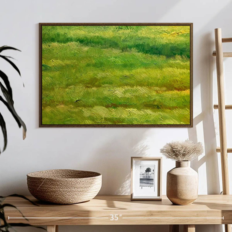 Green Fields, 25" X 17", Floating Frame Walnut