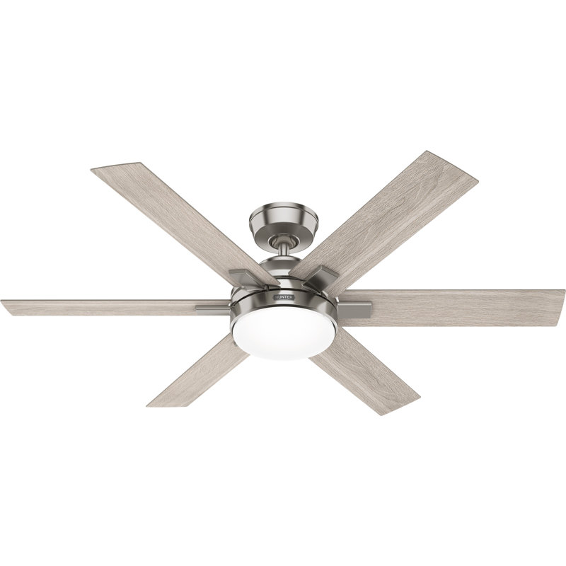 52 inch Georgetown ENERGY STAR® HunterExpress Fan with Light Kit and Remote, Brushed Nickel, Gray Wood