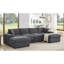 Canapé d'angle modulaire 4 places en velours côtelé, 2 poufs amovibles pour une configuration en U ou en L, gris foncé, structure, coussins décoratifs, montage facile en bois