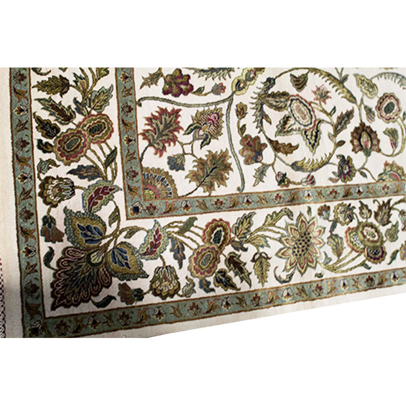 Tapis ivoire noué à la main de haute qualité