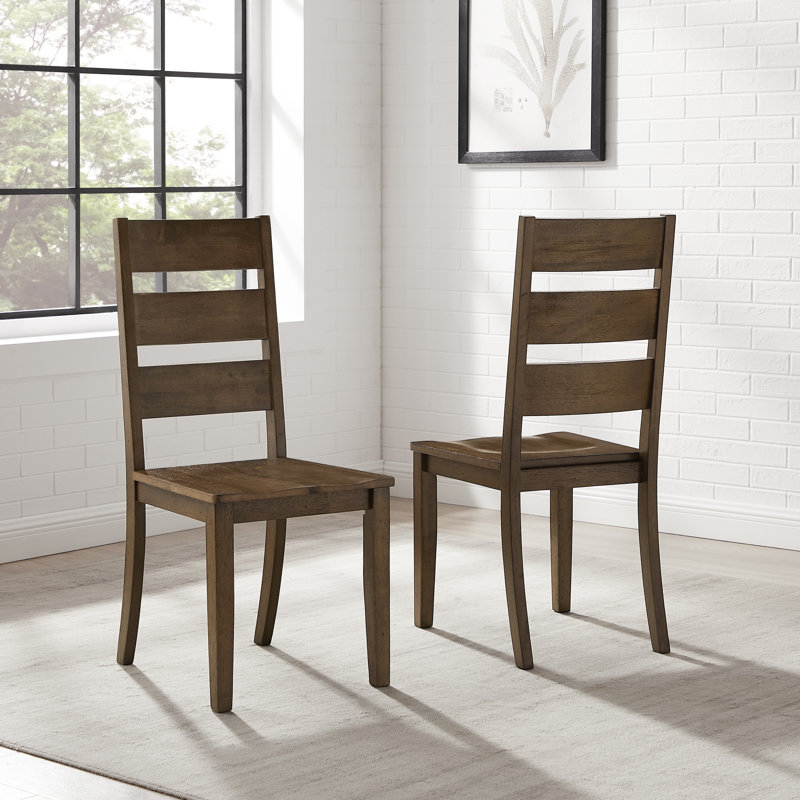 Heymann Solid Wood Ladder Back Side Chair, Dark Oak