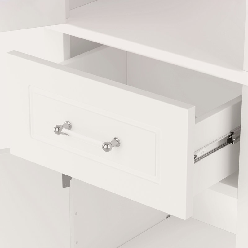 Grande armoire de rangement pour salle de bain, armoire de rangement autoportante avec deux portes de taille différente et tablette réglable, conception à étagère de porte, panneau de fibres à densité moyenne avec finition peinte