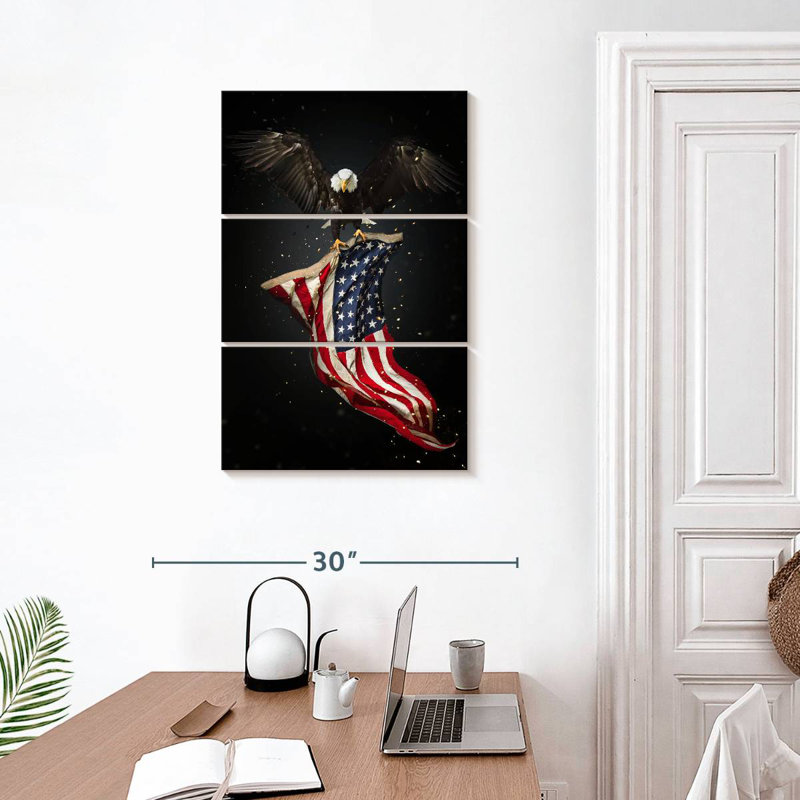 Borges Eagle Flying With American Flag, 32" H x 20" W
