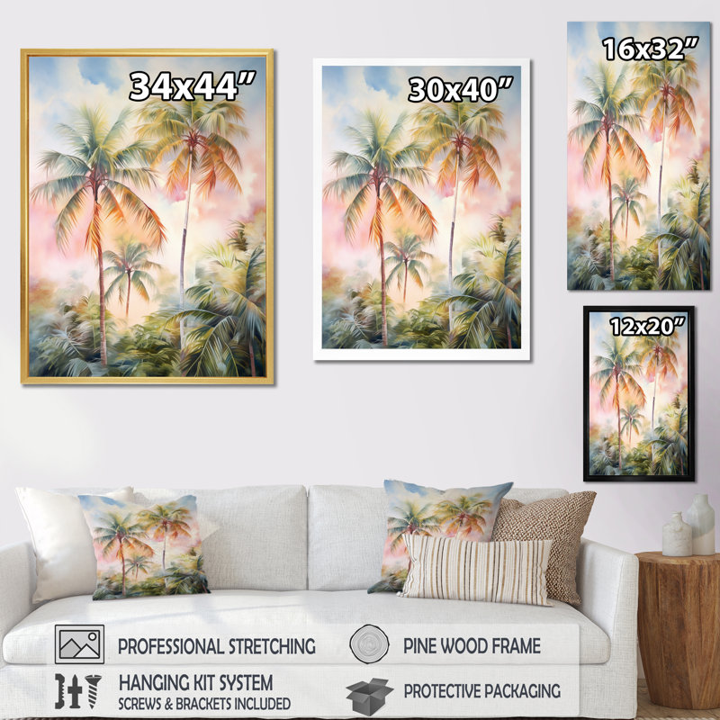 Décoration murale Lindamere Palm Trees Romantic Sunset III - Palmiers et palmiers, H 44 po x l 34 po x P 1,5 po