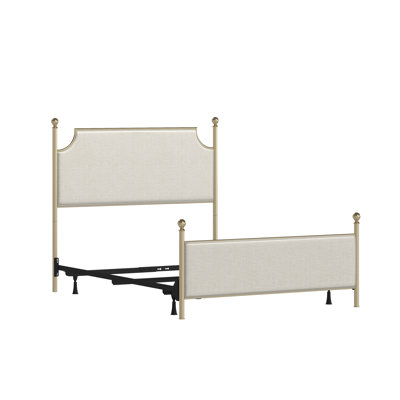 Olague Metal And Upholstered Queen Bed, Champagne With Ivory Fabric