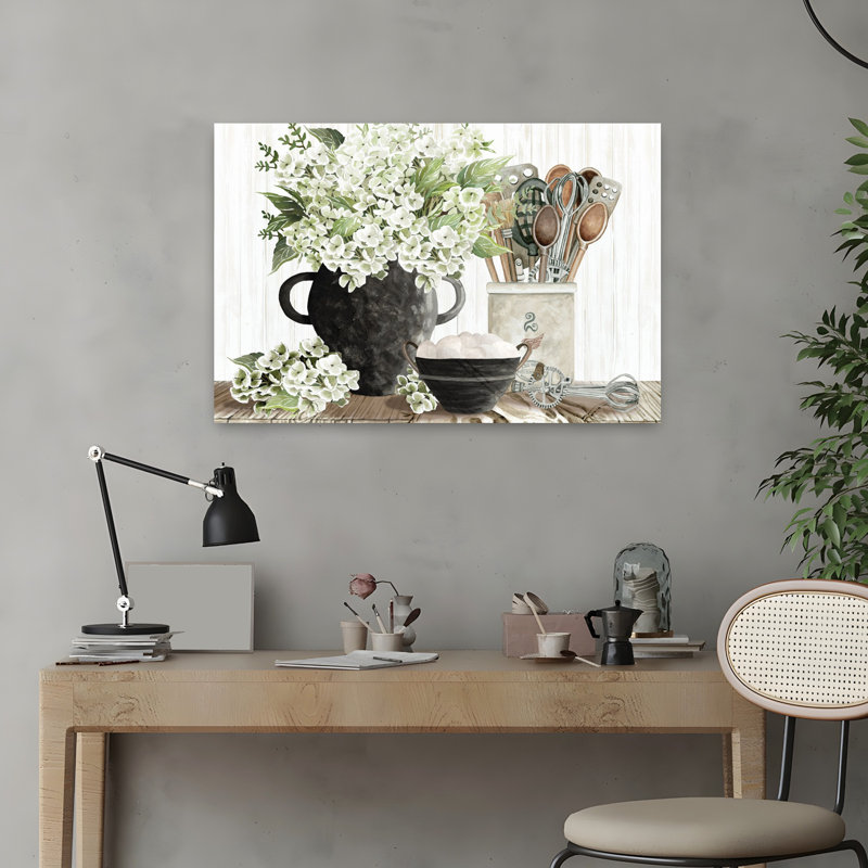 Art mural hortensia abstrait rustique moderne, 16" H x 24" W