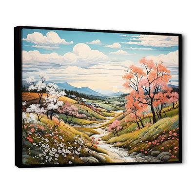 Paysage champêtre au printemps - reproduction sur toile