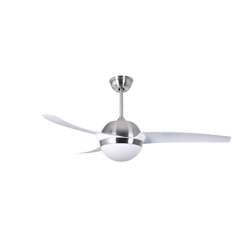 Flemington 132cm Ceiling Fan with Light Kit, Nickel with White Blades