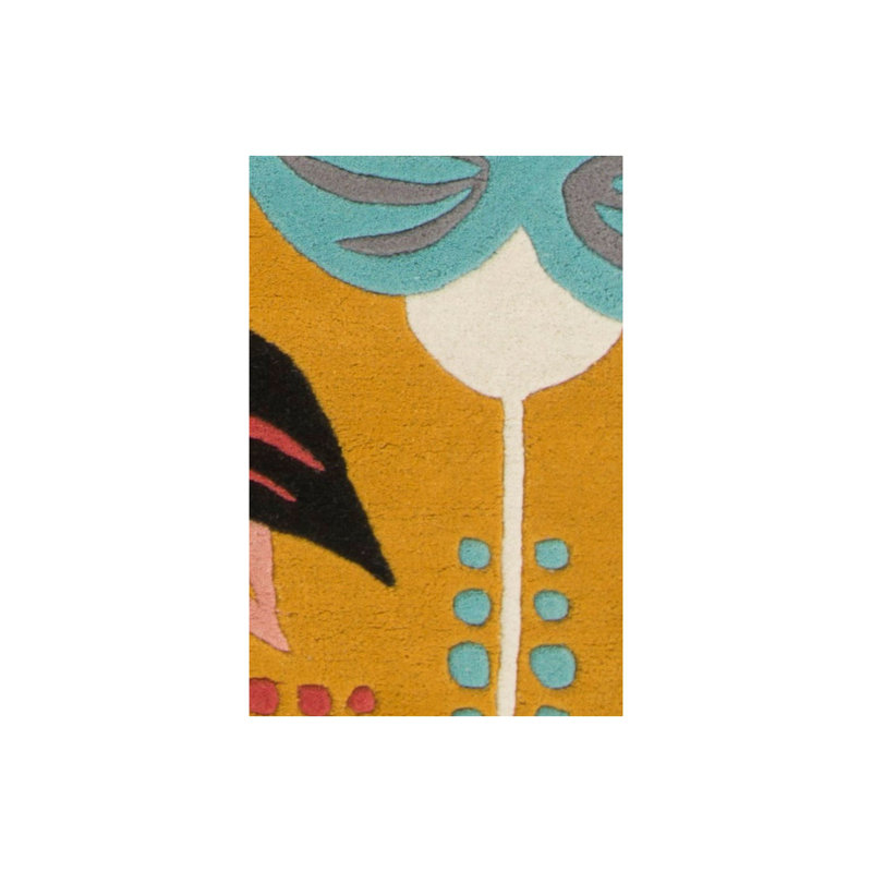 Jessica Swift Wool Floral Area Rug in Yellow, 5' x 7'6"