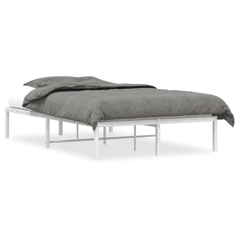  Cadre de lit en métal sans matelas blanc 47,2 po x 78,7 po, Double TG (207 cm x 146 cm), Blanc