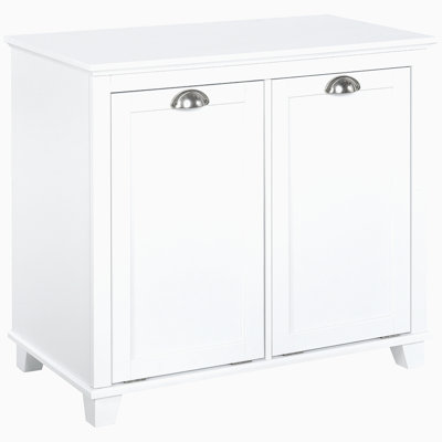 HOMCOM Tilt-Out Laundry Sorter Bathroom Cabinet, White