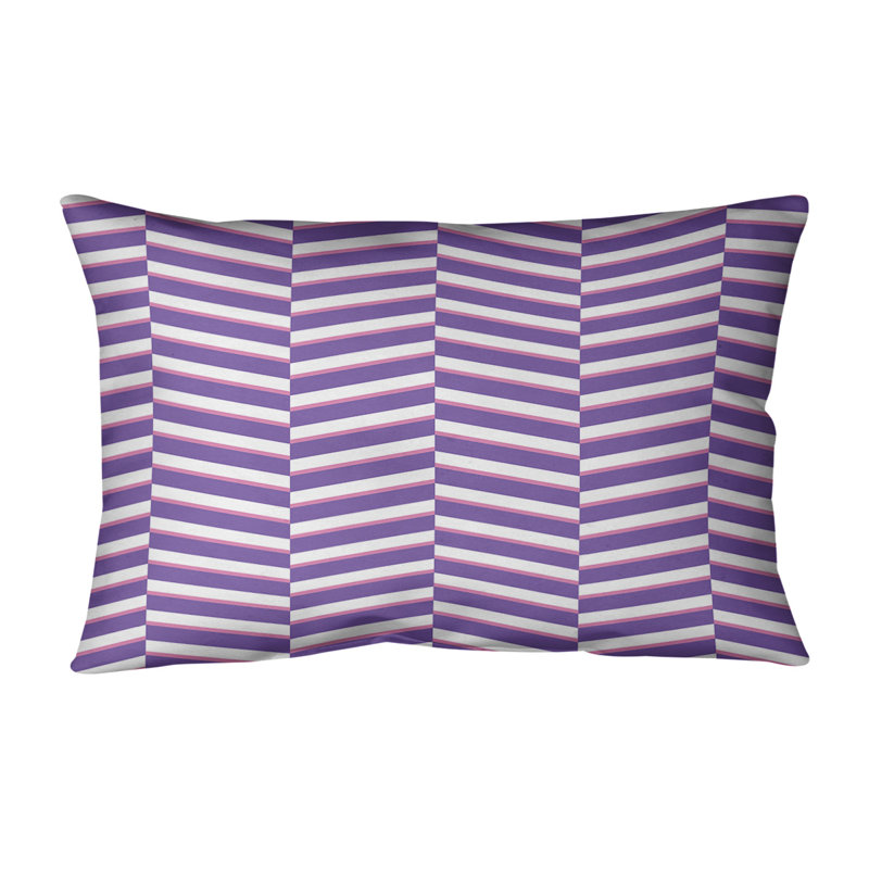 Coussin lombaire à rayures fracturées, H 14 po x l 20 po, Mauve / Rose, Polyester / Bourre en polyester