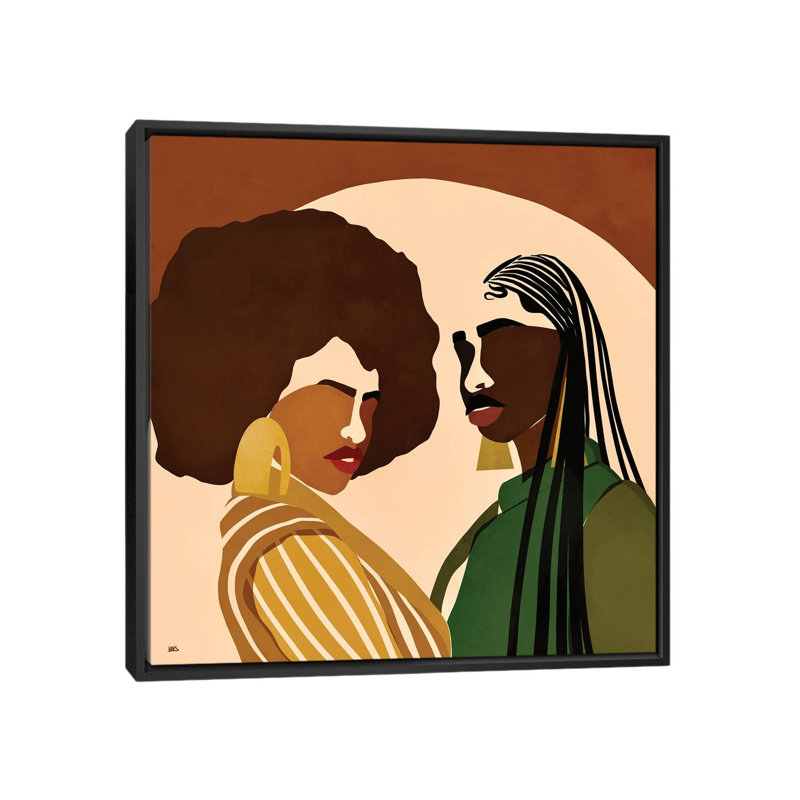 « Fly Sistas » par Bria Nicole-impression d’art graphique, H 37 po x l 37 po x P 1,5 po, Toile avec cadre noir, Pas de tapis