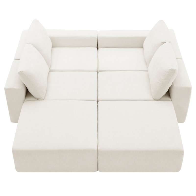 [VIDÉO] Canapé modulaire en forme de U de 110 * 72 "avec repose-pieds, Chenille beige