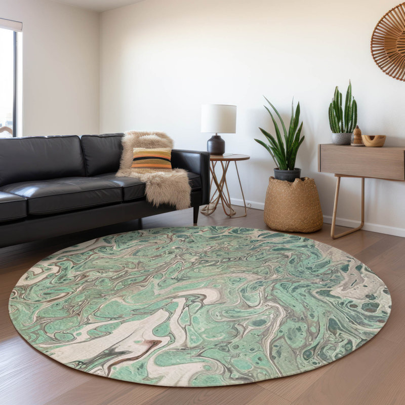 Tapis menthe de qualité supérieure Chananya AMF54, Rond 8 pi