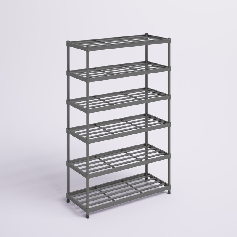 TRINITY Dark Gray 6-Tier Slat Shoe Rack