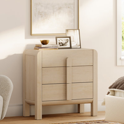 Adora 31.5" Wood Accent Cabinet With Drawers, Modern Credenza Storage Cabinet With Curved Profile Design For Living Room, Kitchen, Dining Room, Hallwa by Ebern Designs