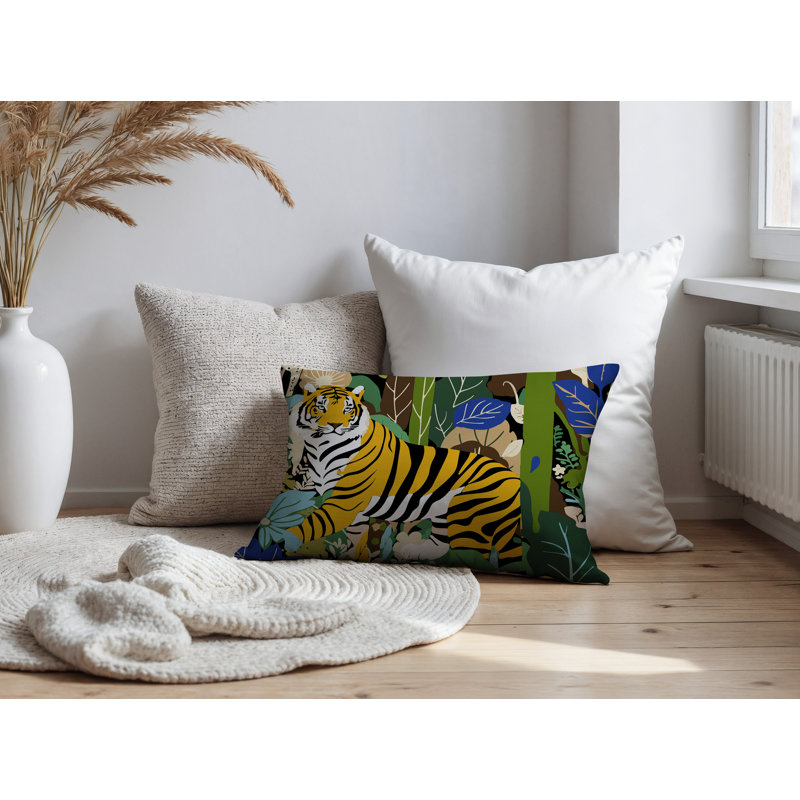Oreiller rectangulaire réversible intérieur / extérieur Kyo Tiger, Marine, H 20 po x l 14 po