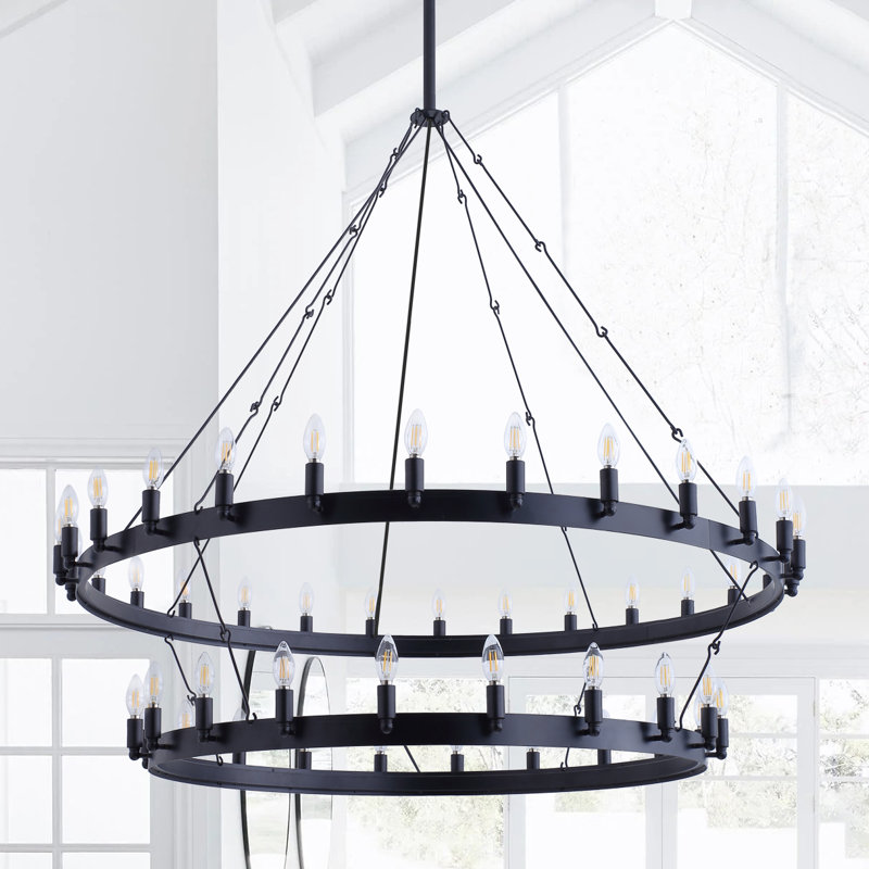 Marlyne 40 - Light Dimmable Wagon Wheel Chandelier