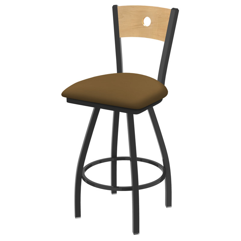 Tabouret pivotant Voltaire, Chêne naturel, Étain, Siège de selle Canter / finition érable naturel