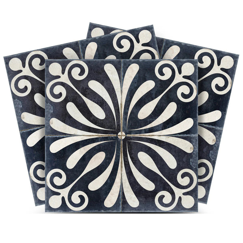 Carreau de mosaïque auto-adhésif en vinyle l 8 po x L 8 po, Ivoire/Gris