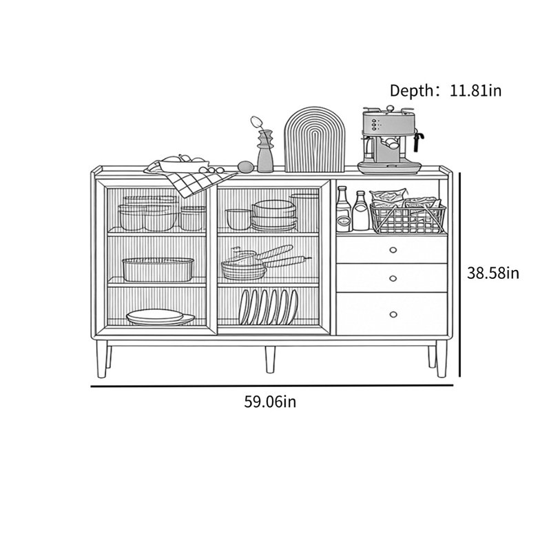 Vitrine mince de petite taille, Naturel, H 38,58 po x l 59,06 po x P 11,81 po