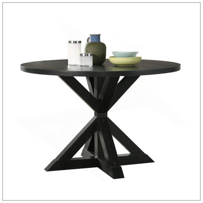 Windvale Cross-Buck Base Dining Table In Black