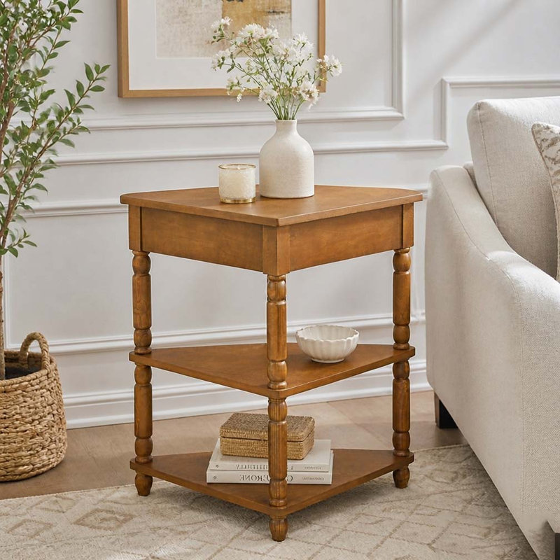 Petite table d'angle 33,8 po, Brun
