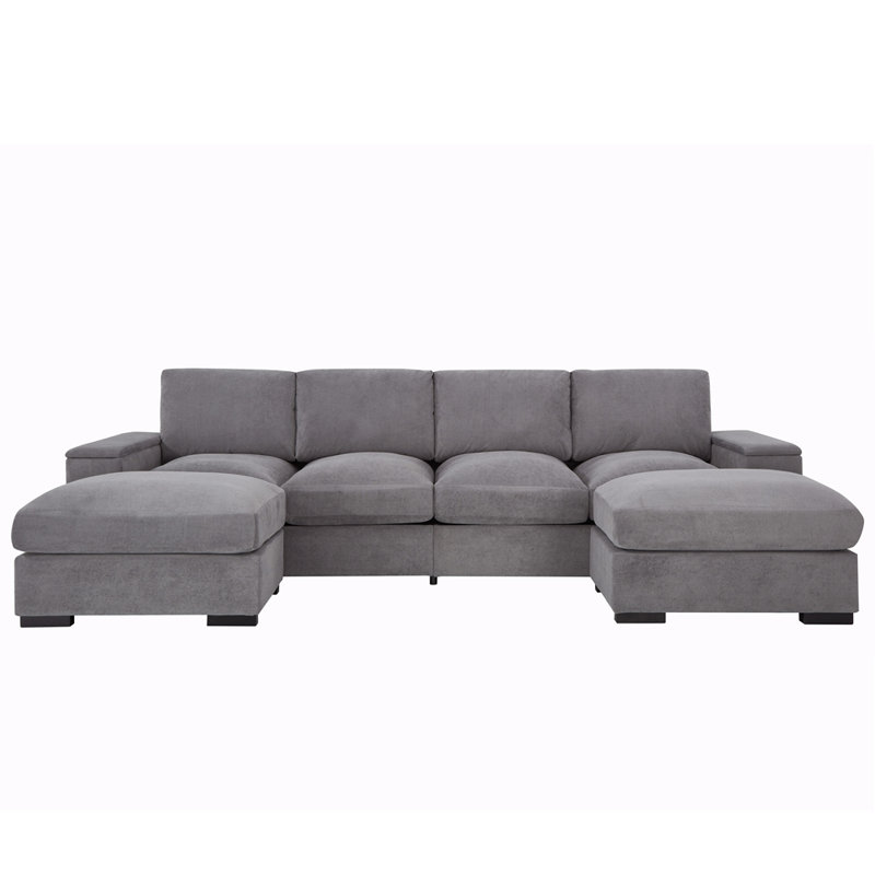 Canapé modulaire à assise profonde avec repose-pieds, canapé-lit en polyester Meubles rembourrés confortables pour salon, appartement, bureau