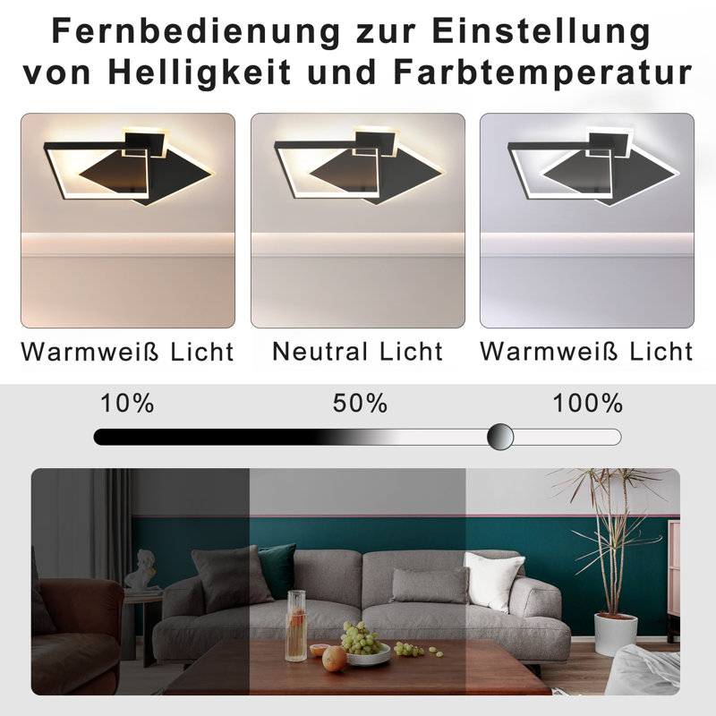 Ivy Bronx 3-Light 33cm LED Integrated Flush Mount, Black