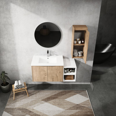 Meuble-lavabo de salle de bain de 42 po avec lavabo et armoire latérale