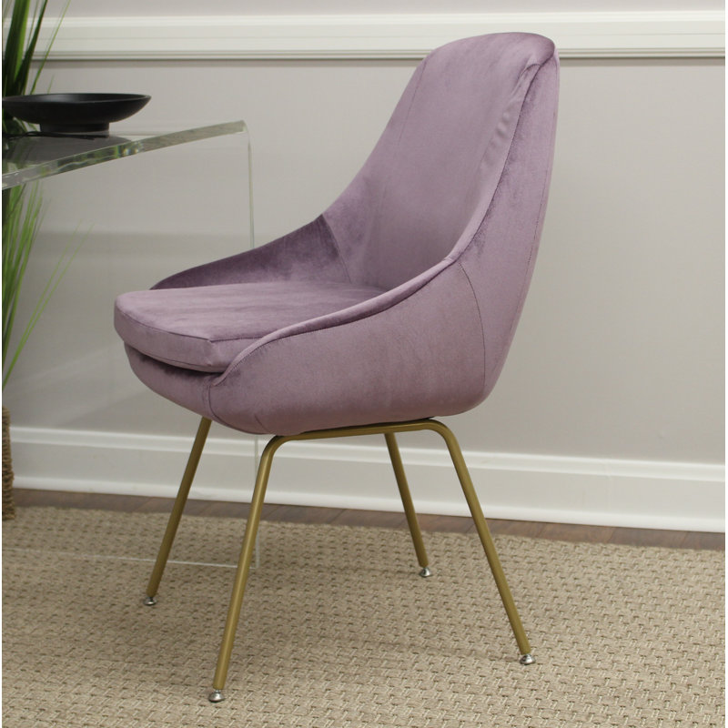 Alizae 18'' H Upholstered Side Chair, Purple, Gold