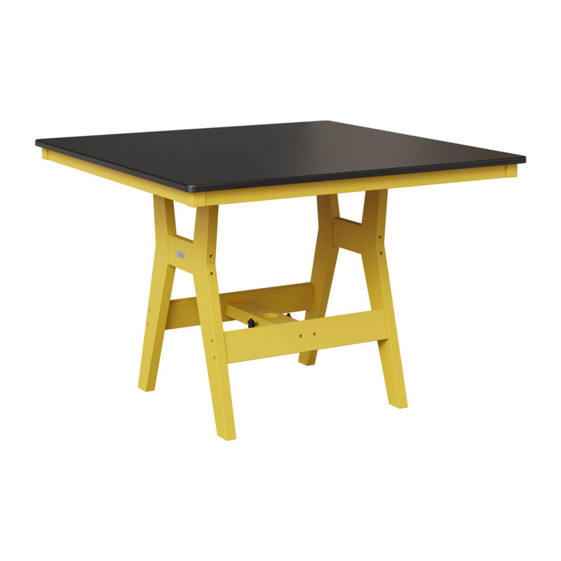 Table de bar berlinoise Berlin Harbor, Jaune soleil levant, Noir martelé, H 38,87 po x l 44 po x P 44 po