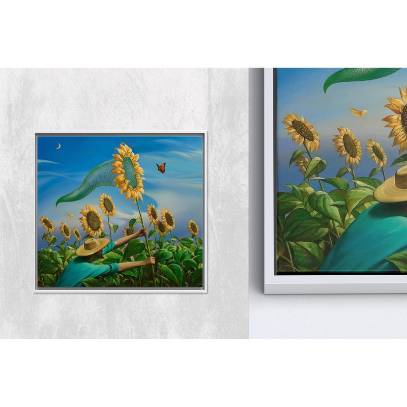 Art mural en verre champ de tournesol: impression sur toile, 1P, H: 47,3 po x l: 47,3 po