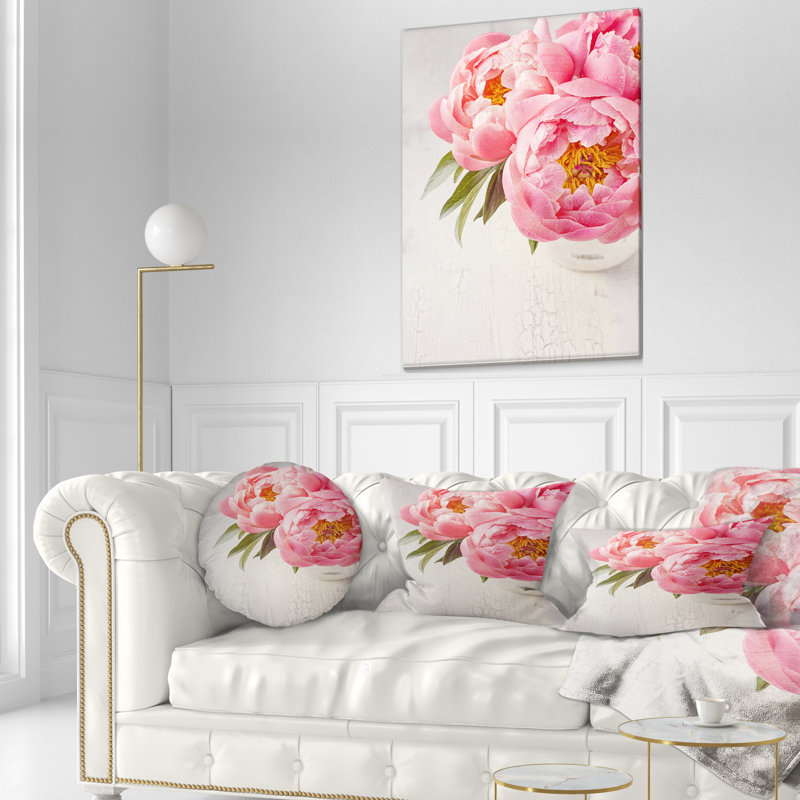 Coussin lombaire pivoine fleurs en vase floral